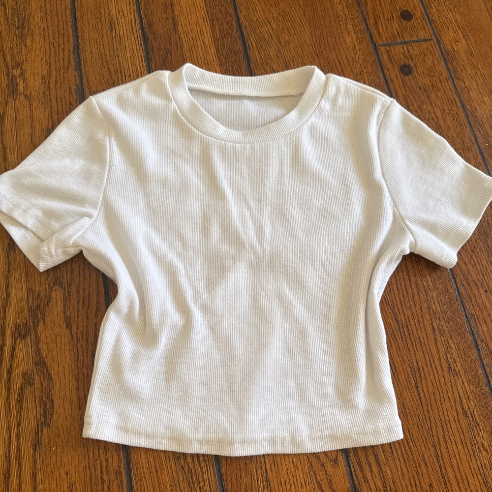 White Cropped Tee